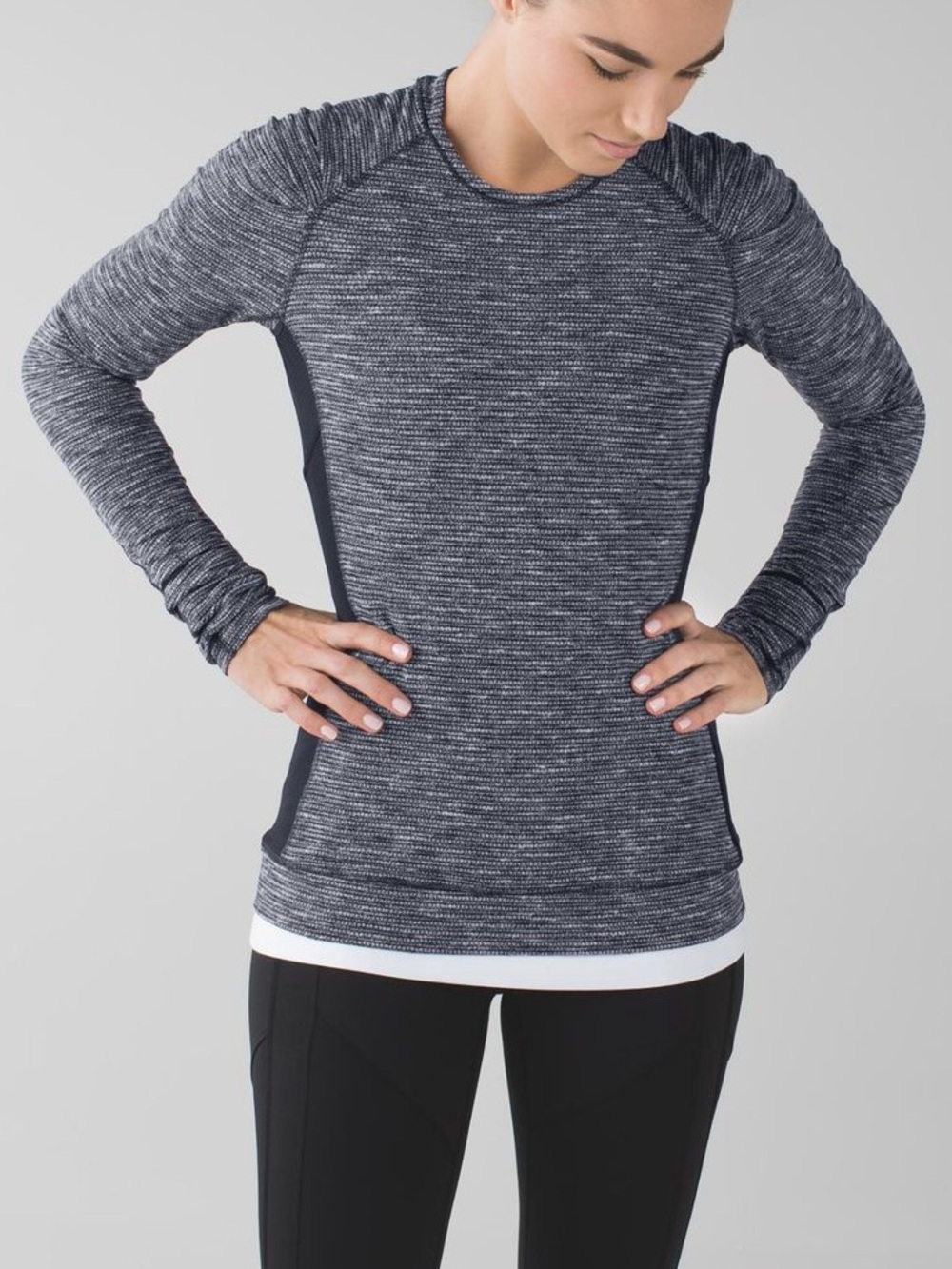 Lululemon Think Fast Long Sleeve Top Size 10 Coco Pique Black Run Athleisure. 18